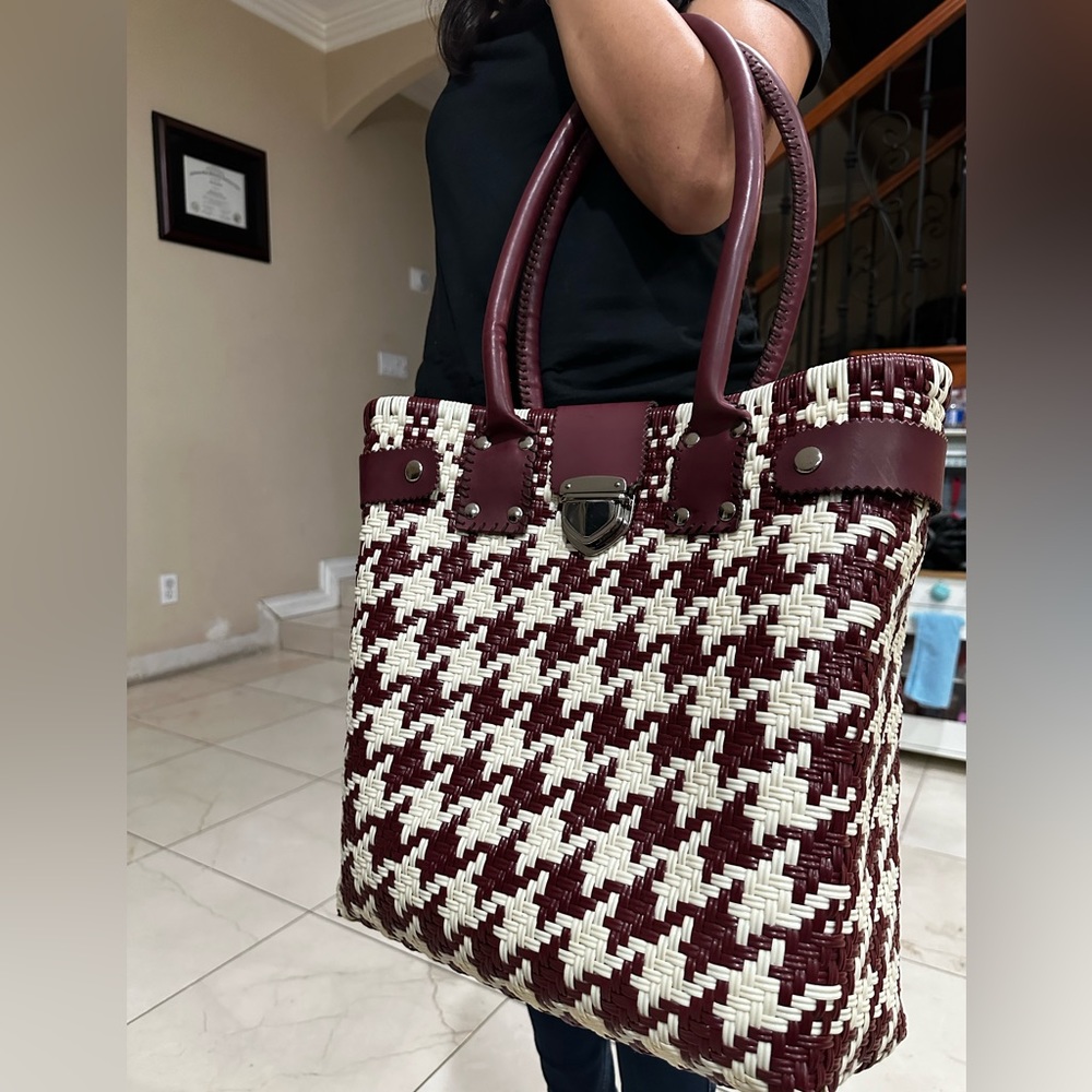 Medium Basket Bag  Oaxaca Handbag with Leather Handles